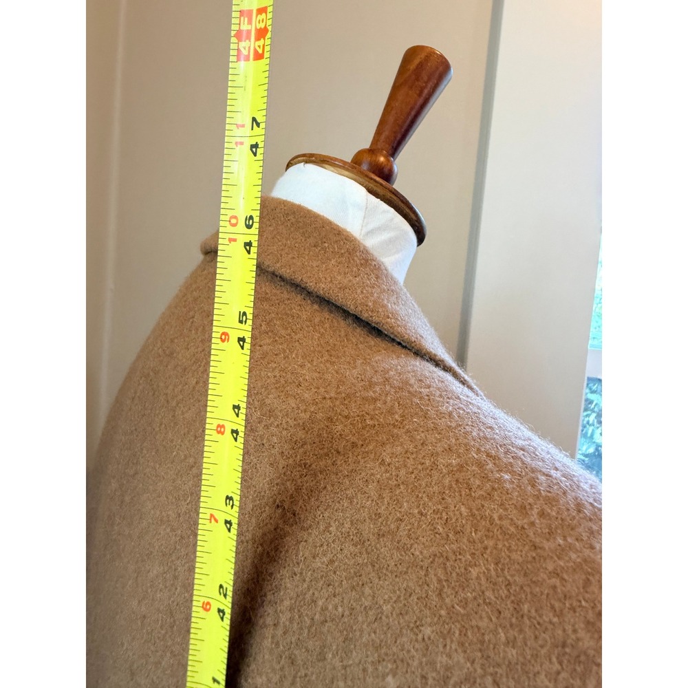 Sandro Straight Cut Brushed Wool Coat Double Breasted Long Camel Brown 36 S - Picture 13 of 16